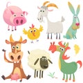 Cartoon farm animals set. Vector illustration.