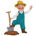 Cartoon farm character - older farmer - isolated - illustration