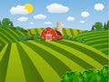 Cartoon farm green seeding field,