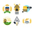 Cartoon Farm Labels Set. Vector Royalty Free Stock Photo