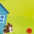 Cartoon farm ranch animals playing wool toy