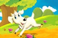 Cartoon farm scene with animal goat having fun Royalty Free Stock Photo