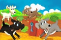 Cartoon farm scene with animal goat having fun Royalty Free Stock Photo