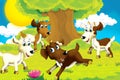 Cartoon farm scene with animal goat having fun Royalty Free Stock Photo