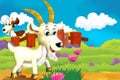 Cartoon farm scene with animal goat having fun Royalty Free Stock Photo