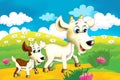 Cartoon farm scene with animal goat having fun Royalty Free Stock Photo