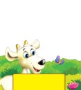 Cartoon farm scene with animal goat having fun in nature Royalty Free Stock Photo