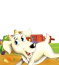 Cartoon farm scene with animal goat having fun in nature Royalty Free Stock Photo