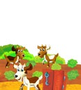 Cartoon farm scene with animal goat having fun in nature Royalty Free Stock Photo