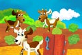 Cartoon farm scene with animal goat having fun Royalty Free Stock Photo