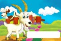 Cartoon farm scene with animal goat having fun Royalty Free Stock Photo