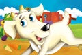 Cartoon farm scene with animal goat having fun Royalty Free Stock Photo