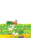 Cartoon farm scene with animal goat having fun on white background - illustration for children Royalty Free Stock Photo