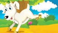 Cartoon farm scene with goat illustration Royalty Free Stock Photo
