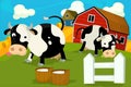 Cartoon farm scene - traditional village - for different usage