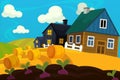 Cartoon farm scene - traditional village - for different usage