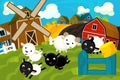 Cartoon farm scene - traditional village - for different usage