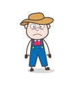 Cartoon Farmer Astonished Face Expression Vector