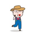 Cartoon Farmer Boy Blowing Kiss Vector Illustration