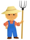 Cartoon Farmer Character with pitchfork