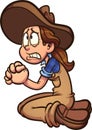 Cartoon farmer girl begging or praying