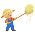 Cartoon Farmer hay with pitchfork