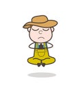 Cartoon Farmer Man Doing Meditation Vector Illustration Royalty Free Stock Photo