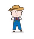 Cartoon Farmer Man Doing Prayer Vector