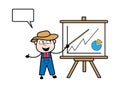 Cartoon Farmer with Presentation Baord Royalty Free Stock Photo