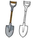 Cartoon farmer shovel vector icon for coloring