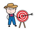 Cartoon Farmer showing dart-board goal