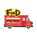Cartoon fast-food car food truck on a white background