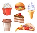 Cartoon fast food icons