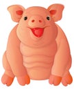 Cartoon fat cheeful pig