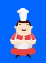 Cartoon Fat Funny Cook - Sitting and Praying