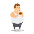 Cartoon Fat Man eating Burger. Vector Royalty Free Stock Photo