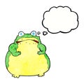cartoon fat toad with thought bubble Royalty Free Stock Photo