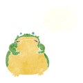 cartoon fat toad with thought bubble Royalty Free Stock Photo