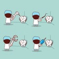 Cartoon fear tooth with dentist