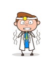 Cartoon Fearful Doctor Face Expression Vector Illustration
