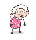 Cartoon Fearful Old Woman Expression Vector Illustration