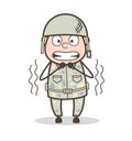 Cartoon Fearful Soldier Face Expression Vector Illustration