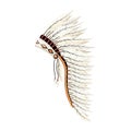 Cartoon feather headdress, native americans feather hat.