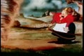 Cartoon of feisty woman battling tornado