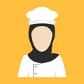 Young Female Chef Avatar Muslim Wearing Hijab Animated Cartoon Clipart Icon Logo Vector Illustration Design