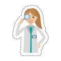 cartoon female doctor coat and loupe