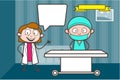 Cartoon Female Doctor Introducing to Surgeon Vector