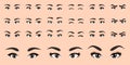 Cartoon female eyes collection vector illustration