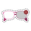 Cartoon female glasses flower decorative