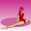 Cartoon female gymnast performs the splits